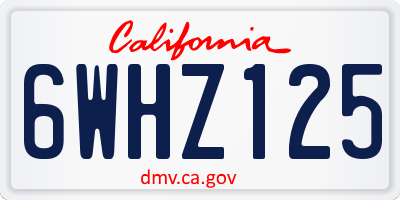 CA license plate 6WHZ125