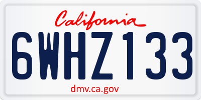 CA license plate 6WHZ133
