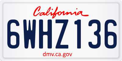 CA license plate 6WHZ136