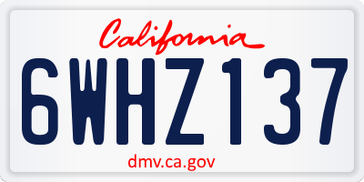 CA license plate 6WHZ137