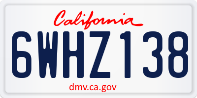 CA license plate 6WHZ138