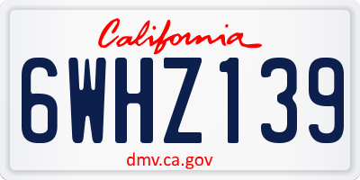 CA license plate 6WHZ139