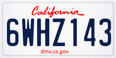 CA license plate 6WHZ143