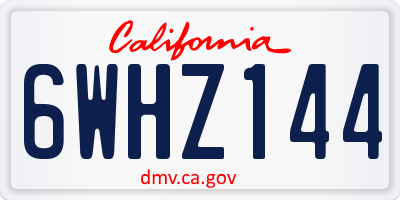 CA license plate 6WHZ144