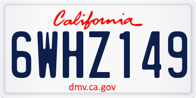 CA license plate 6WHZ149