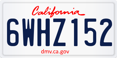 CA license plate 6WHZ152