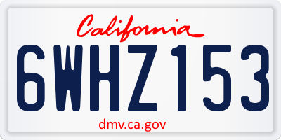 CA license plate 6WHZ153