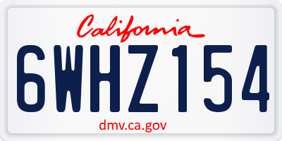 CA license plate 6WHZ154