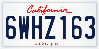 CA license plate 6WHZ163
