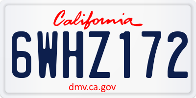CA license plate 6WHZ172