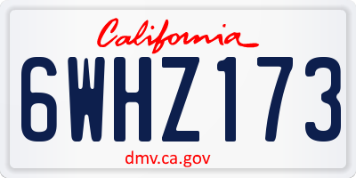 CA license plate 6WHZ173