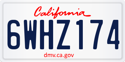 CA license plate 6WHZ174