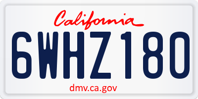 CA license plate 6WHZ180
