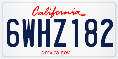 CA license plate 6WHZ182