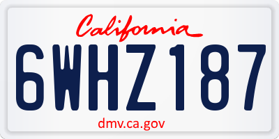 CA license plate 6WHZ187