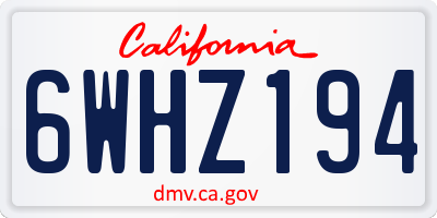 CA license plate 6WHZ194