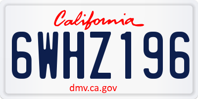 CA license plate 6WHZ196