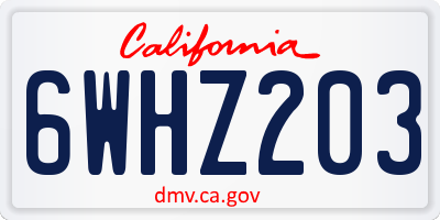 CA license plate 6WHZ203