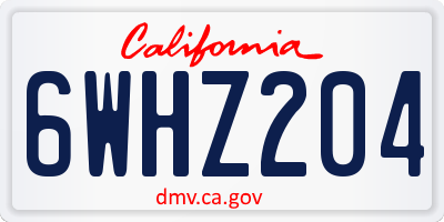 CA license plate 6WHZ204
