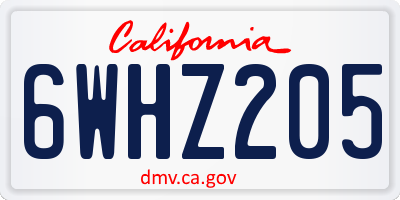 CA license plate 6WHZ205