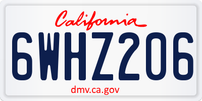 CA license plate 6WHZ206