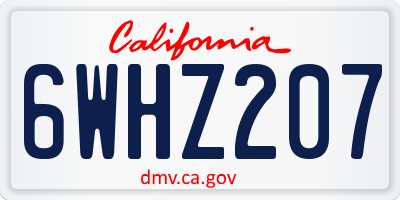 CA license plate 6WHZ207