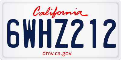 CA license plate 6WHZ212