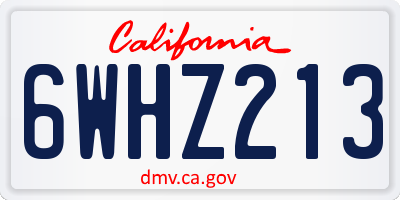 CA license plate 6WHZ213