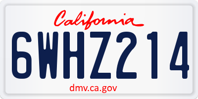 CA license plate 6WHZ214