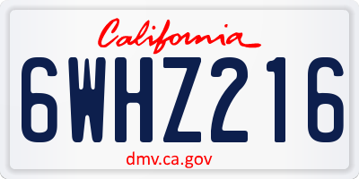 CA license plate 6WHZ216