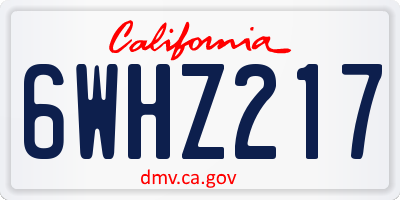 CA license plate 6WHZ217