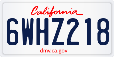 CA license plate 6WHZ218