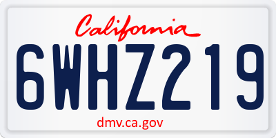 CA license plate 6WHZ219
