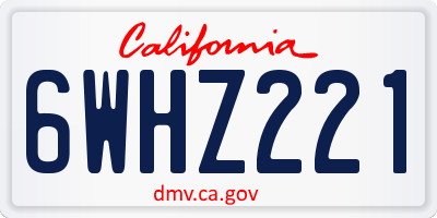 CA license plate 6WHZ221