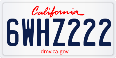 CA license plate 6WHZ222