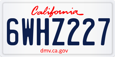 CA license plate 6WHZ227