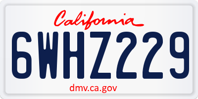 CA license plate 6WHZ229