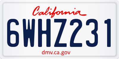 CA license plate 6WHZ231