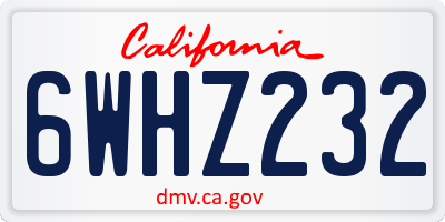 CA license plate 6WHZ232