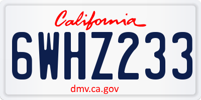 CA license plate 6WHZ233
