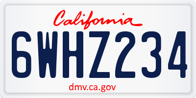 CA license plate 6WHZ234