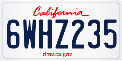 CA license plate 6WHZ235