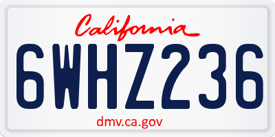 CA license plate 6WHZ236