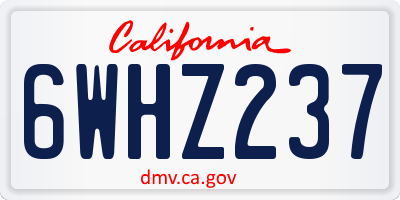 CA license plate 6WHZ237