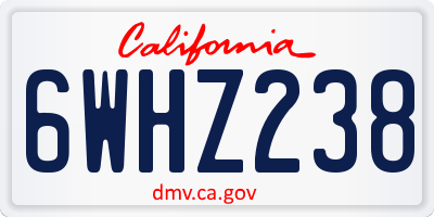 CA license plate 6WHZ238