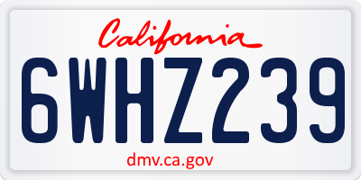 CA license plate 6WHZ239