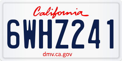 CA license plate 6WHZ241