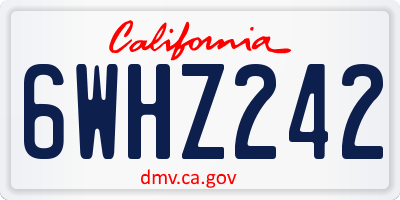 CA license plate 6WHZ242