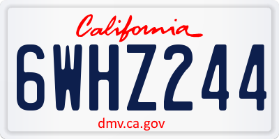CA license plate 6WHZ244