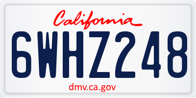 CA license plate 6WHZ248
